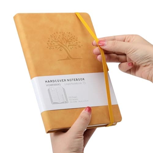 HOMEMARS Carnets et Journaux, Journal intime Adulte, Cahier, Carnet de Notes, Journal, Cahier de Note, Cahier A5, Notebook, Jaune Bleu, 100 Feuilles, 100 GSM, Motif Arbre en Gaufrage, Cuir Végétalien