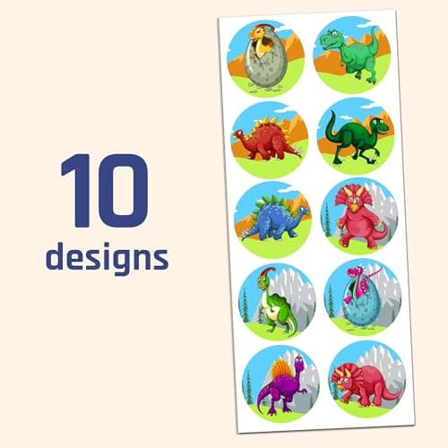 TownStix Dinosaure Autocollant Gommettes Stickers - 20 Feuilles, 200 Autocollant