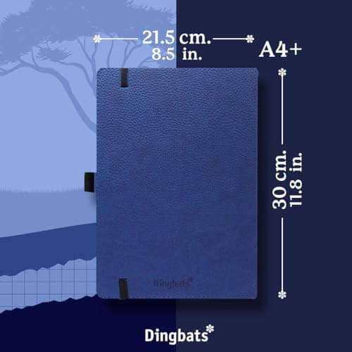Dingbats* - Faune Carnet de Notes A4 Extra-large Ligné - Couverture Rigide, Journal en Cuir PU - Fermeture élastique, Porte-stylo, Marque-page