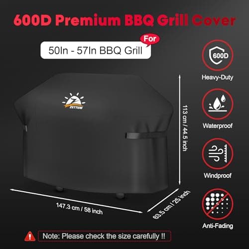 Zettum Housse de barbecue 147 cm - 7130 - Housse de barbecue Exterieur pour Weber Genesis II Series, Bâche de Protection imperméable, Housse pour Weber Genesis E-330, E-310, S-310, S-330, S-335, S-340