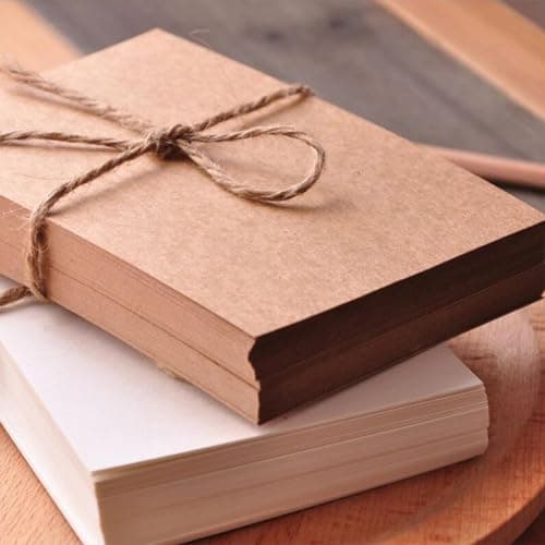 100 Pièces Carte Vierge en Papier Kraft A6 Carte en Papier Kraft Vintage Marron 15 x 10 cm Fiches Cartes Flash Cartes de Vœux Cartes Postales Bourrages D'enveloppes 350 g/m2 Épais Papier Craft
