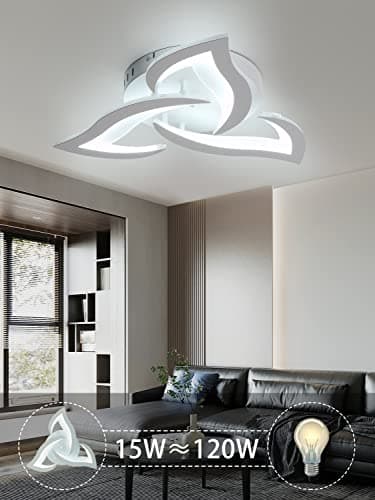KAUCQI Plafonnier LED Plafonnier chambre moderne Φ56cm pétales de fleurs Plafonnier LED 6000K, éclairage décoratif de au plafond pour le salon, la chambre à coucher,Blanc