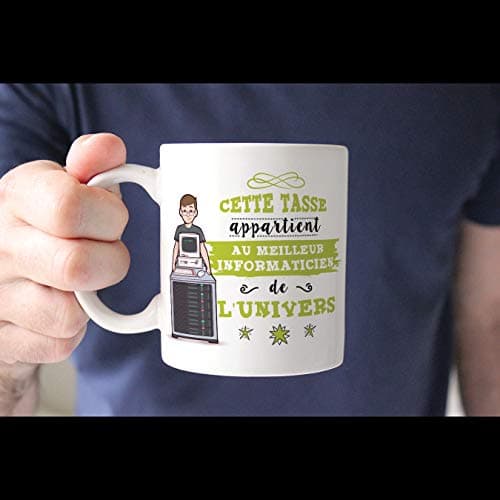 Mugffins Informaticien Tasses Originales de café et Petit-déjeuner à Donner Travailleurs Professionnels - Cette Tasse Appartient au Meilleur Informaticien de l'univers - Céramique 350 ML