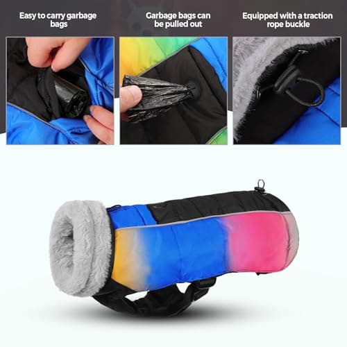 CITÉTOILE Manteau pour Petit Chien,Manteau pour Chien Hiver,Manteau pour Chien Coupe-vent avec Fermeture Réglable, Veste pour Chien avec Poches Pouvant,Manteau Chien avec Harnais pour Chihuahua,Teckel