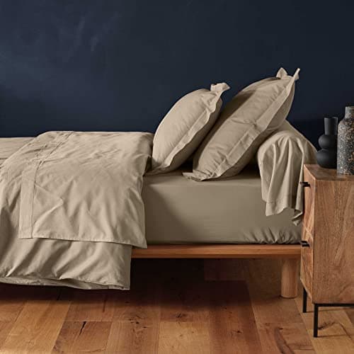 douceur d'intérieur, Drap Housse (140 x 190 cm) Lina Sable, 100% Coton