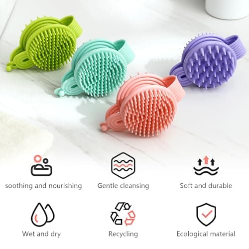 Sunolkie Scalp Massager | Purple Double Sided Shampoo Brush | Détend la tête et améliore la circulation sanguine du cuir chevelu, convient aux adultes et aux enfants