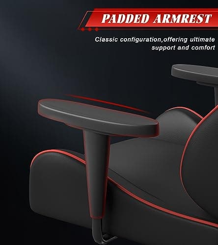 bigzzia Chaise Gaming Chaise Bureau, 155 Degrés PU Cuir Fauteuil de Bureau Ergonomique (sans Repose-Pieds, Rouge)