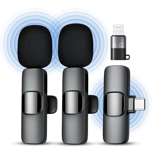 Qhot Micro Cravate sans Fil pour iPhone, Microphone Bluetooth Clip-on Lavalier sans Fil pour Enregistrement vidéo, Diffusion en Direct, Podcast, vlog, Youtube/TikTok (USB-C/ 2MIC)