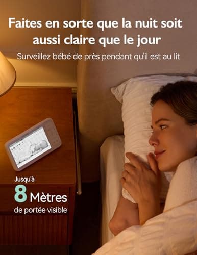 Momcozy Babyphone avec caméra Écran 5.5 Pouces Full HD 1080P Moniteur bébé sans WLAN 5800 mAh Vision Nocturne Claire, ECO, VOX, Audio bidirectionnel portée de 500 m, Prendre des Photos et des vidéos