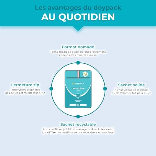 COLLAGÈNE Type I - Source de vitamine C - Hydratation de la Peau - Protège Os & Articulations - 900 mg - 90 Gélules - Nutrimea - Fabriqué en France