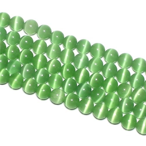 MJDCB 180 pièces Petites Perles Oeil de Chat Vert Clair 6mm Perles de Cristal Ronde Vrac pour La Fabrication de Bijoux Bracelets Boucles D'oreilles Colliers Accessoires