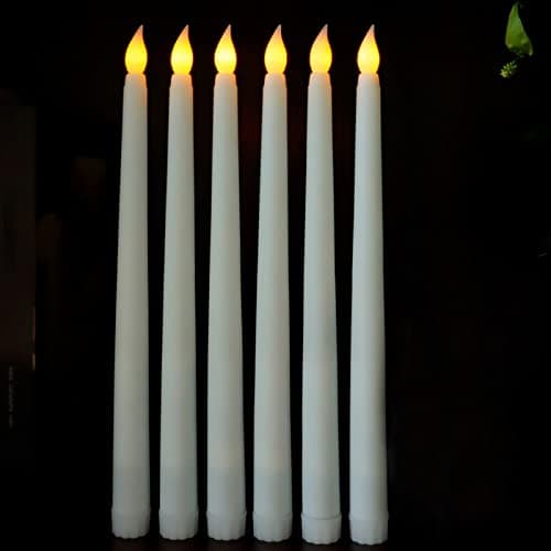 Sequpr Lot de 6 Bougies à LED, Bougies sans Flamme, Bougies à Piles, Bougies Longues LED pour Noël Table Mariage Anniversaire Fête Décoration (Blanc)