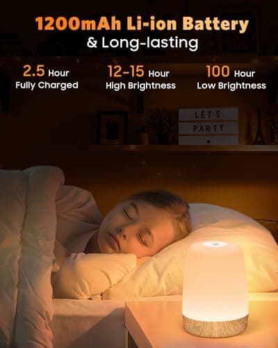 FOMYHEARD Petite lampe de table sans fil, lampe de chevet LED tactile à intensité variable avec lumière chaude et 256 couleurs RVB changeantes, lampe rechargeable à batterie, lumière d'allaitement à
