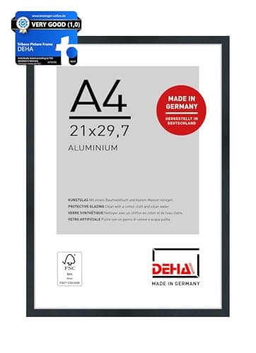 DEHA Design cadre en aluminium Tribeca, 21x29,7 cm (A4), Structure Noir Mat