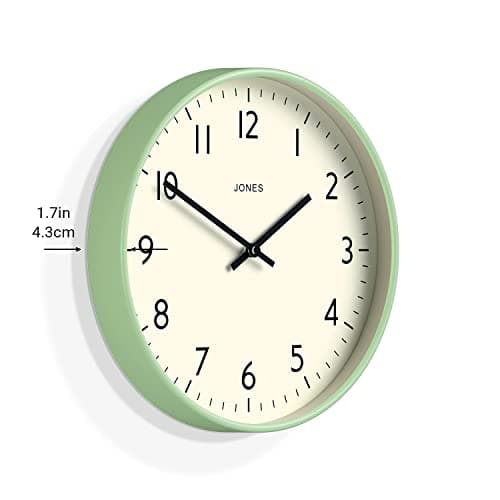JONES CLOCKS®, Horloge Murale Studio, Monture en Couleur crème et Aiguilles Noires 30 cm (Néo Menthe)