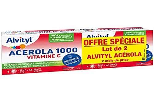 Alvityl Comprimés Acerola 1000 - Lot de 2 - Acerola - Vitamine C - 2x30 Comprimés - 1/Jour