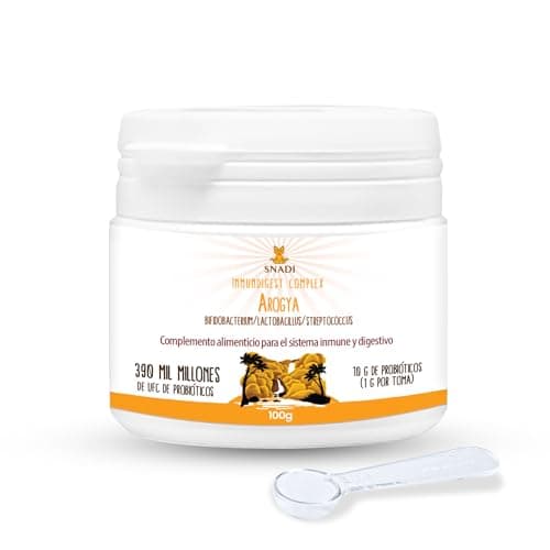 Snadi - Probiotiques et Prébiotiques Solubles Avancés | 100 gr | 390 Milliards UFC | COMPLEXE AROGYA INMUNDIGEST | Fibre Prébiotique 90g | Santé Digestive et Immunitaire | Convient à Tous les Âges