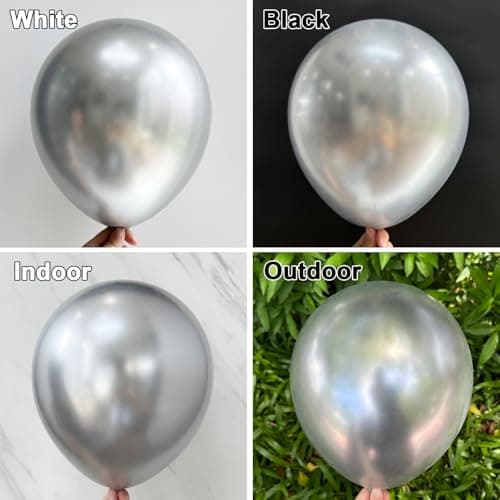 Unisun Ballons argentés métallisés, 50 pièces, 12 pouces, en argent chromé, ballons argentés, pour femmes, hommes, garçons, fêtes, anniversaire, mariage, fiançailles, anniversaire, fête