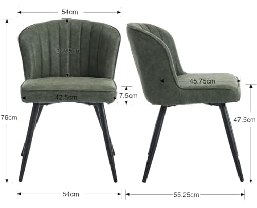 Wahson Chaises de Salle a Manger en Similicuir Lot de 2 Chaise Salle à Manger Moderne avec Coussin Épais Chaise de Cuisine avec Pied Métal, Chaise Cuir PU pour Salle à Manger/Restaurant, Vert