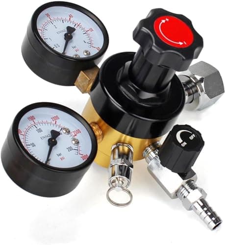 Eastpole Régulateur de fût de CO2 à double jauge à déconnexion rapide avec soupape de surpression de sécurité 0-60 PSI 0-3000 pression du réservoir