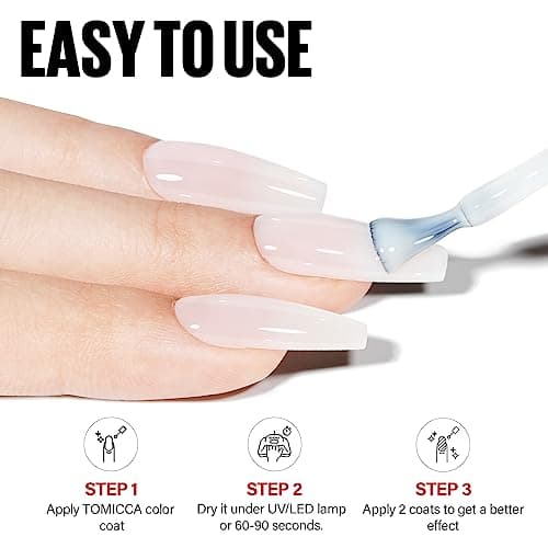 TOMICCA Vernis Semi Permanent Blanc Laiteux, 8ml Vernis Semi-Permanent Naturel French Gel Milky White Nail Art Gel Blanc UV LED Soak Off Vernis Manucure