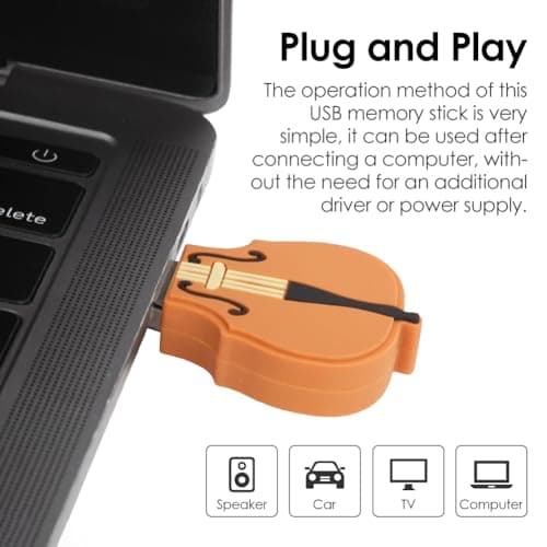 Tissting Clé USB, 64Go en Forme de Violon USB Stockage de Données Disque Flash USB Pen Drive - Stockage Mémoire Externe pour Ordinateur Portable, Ordinateur Personnel(64GB)