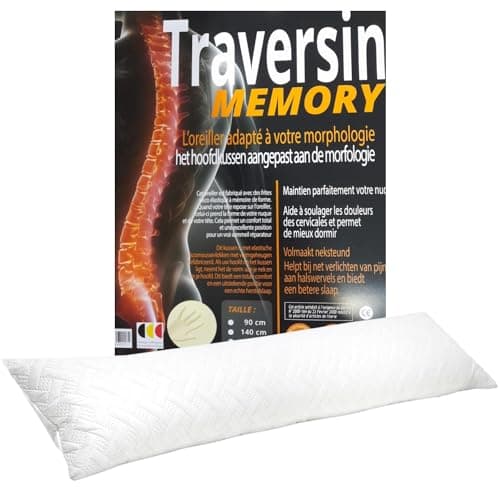 Traversin 160 cm à Mémoire de Forme Premium Extra Ferme pour Dormir sur Le côté (Apnée du Sommeil, Prothèse, Grossesse, Douleurs Lombaires) Pelochon Très Ferme Dur Lit Adulte XXL/Double/Simple/Canapé