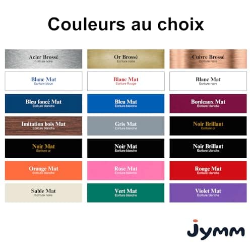 Plaque Adhésive avec motif en PVC Personnalisée pour Boîte aux Lettres - 10×2,5cm - 21 Couleurs - Jymm (Acier texte noir + motif)