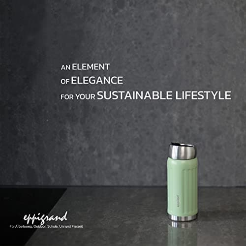 eppikan eppiGrand Gourde Isotherme 500ml - Bouteille Isotherme inox, étanche, sans BPA, avec couvercle Click & Go (Moss Green, 500 ml)
