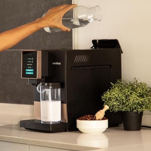 Cecotec Machine à Café Superautomatique Cremmaet Compactccino Black Rose, 19 bars, Réservoir à lait, Système Thermoblock, 5 niveaux de mouture, Réservoir à café 150g
