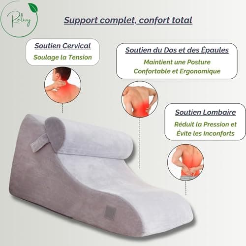Relivy - Coussin de Lecture pour Lit, Coussin Dossier Canapé, Oreiller de Lecture, Coussin Dos, Fauteuil Lit, Coussin Dossier Canapé, Coussin Triangulaire, Oreiller Triangulaire, Dossier de Lit