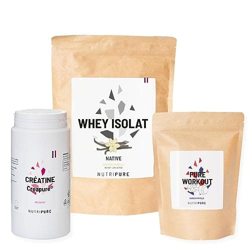 Nutripure | Pack Prise de Muscles | Whey Isolate Native + Créatine Monohydrate Gélules + Pre Workout (EAA, BCAA) | Idéal pour Musculation, Prise de Masse Musculaire, Fatigue Musculaire | Goût Vanille