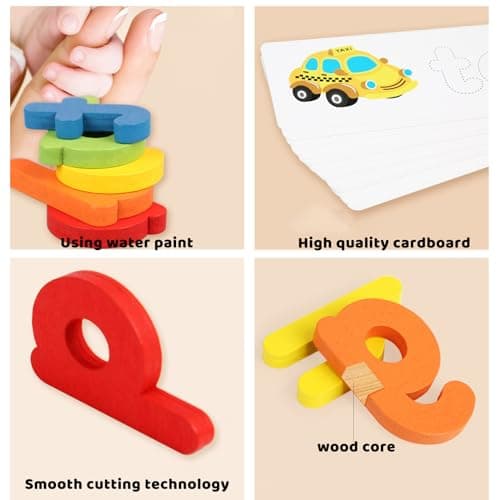 ChaneeHann Alphabet Enfant,Lettres de Scrabble,Puzzle Alphabet-28 Cartes 52 Blocs de Lettres,Montessori PréScolaire Apprentissage PréCoce Cadeau éDucatif,Jeux Educatif 3-8 Ans,Jouet Enfant éDucatif
