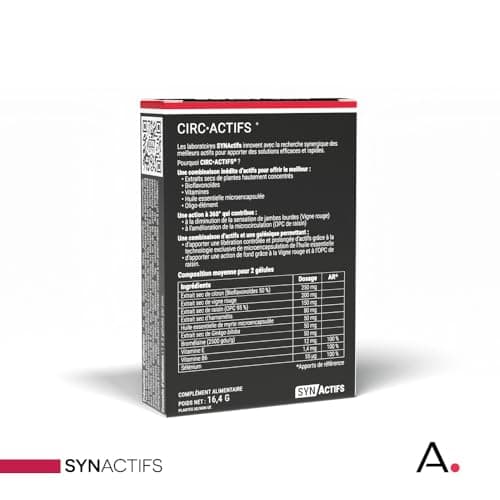 ARAGAN Synactifs Lot de 3 Circactifs | Complément Alimentaire Circulation, Jambes Lourdes | Vigne Rouge, Raisin, Citron, Sélénium, Huile essentielle | 90 gélules | 2 mois de prise Fabriqué en France