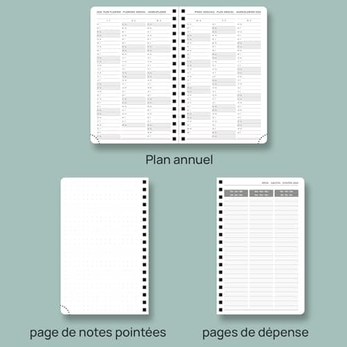 POPRUN Agenda de Poche 2025 16 x 10,5 cm D'août 2024 à déc 2025 - A6 Planner Semainier Scolaire 17 Mois avec Couverture Souple Spirale, Intervalle Horaire, Papier Certifié FSC®80 g/m2 - Marron