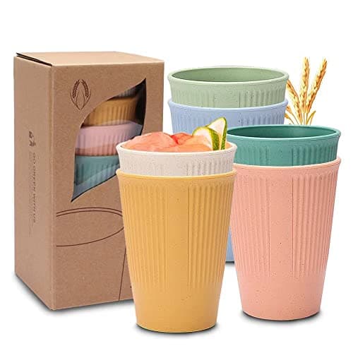 Ninevi Lot de 6 Tverre plastique reutilisable,pour adultes et enfants,Café, lait à thé, barbecues, pique-niques et plage, passe au micro-ondes et au lave-vaisselle (6 couleurs)