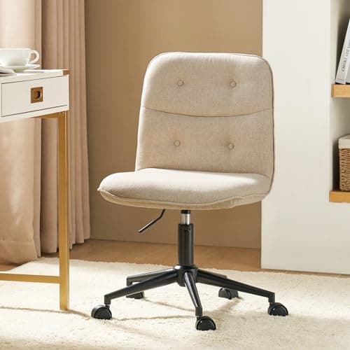 HULALA HOME Chaise de Bureau, Chaise Pivotante, Chaise de Bureau Vintage, Réglable en Hauteur et Ergonomique pour Salon et Bureau, Beige