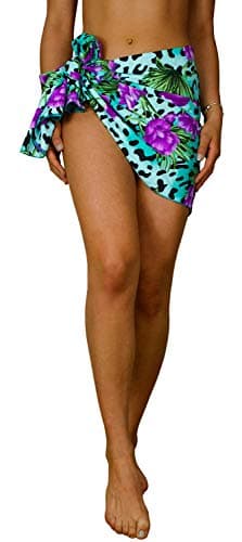 King Kameha Funky Hawaïenne Cover-Up Paréo Sarong, Leopard Flowers, Turquoise, Petit
