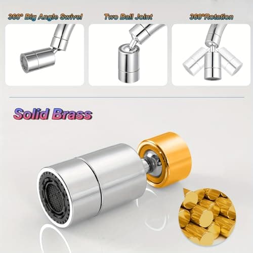 360° Pivotant Aérateur de Robinet, 2 Modes Embout Robinet Cuisine, Mousseur Robinet Economie Eau, Pour Robinet Pour lavabo de Cuisine de Salle de Bain (Argent)