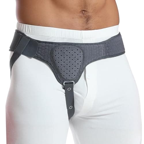 HEERTEEAJ Ceinture herniaire pour homme et femme Ceinture herniaire réglable flexible Soutien herniaire Soulagement de la douleur avec coussinets de compression amovibles Hernie