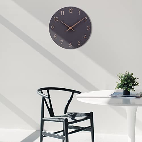 ACCSHINE Horloge Murale en Bois MDF sans tic-tac Silencieux Moderne 30 cm à Quartz Grande Horloge Murale à Piles Facile à Lire pour Chambre Maison Cuisine Chambre Bureau école (Noir)