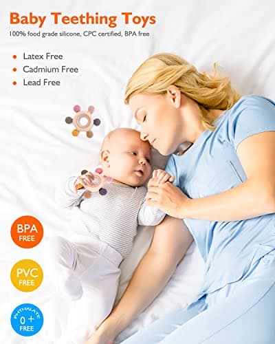 akolik Anneau de dentition pour bébé, en silicone pour jouet de dentition, accessoires d'allaitement sans BPA pour bébés de 3 mois et plus (Gouvernail B)