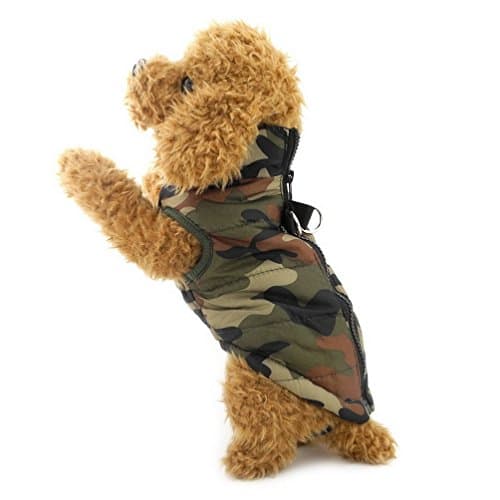 Pegasus SELMAI Manteau d'hiver imperméable matelassé avec Trou pour Harnais pour Petit Chien, Manteau Bouffant avec Anneau en D, pour Chat, Chiot, Chihuahua, vêtements pour Temps Froid, Camouflage XS