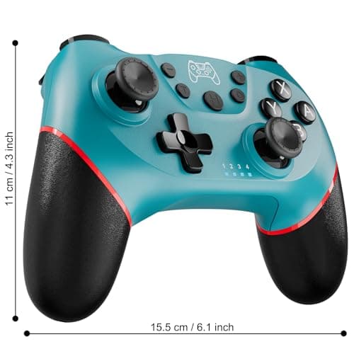 Diswoe UPGRADE Manette pour Switch, Manette sans Fil pour Switch 2/Lite/OLED, Contrôleur pour S-witch Pro avec ONE KEY WAKE UP/CAPTURE D'ÉCRAN/Turbo Adjustable/Vibration Réglable/ 6 Axes (Bleu)