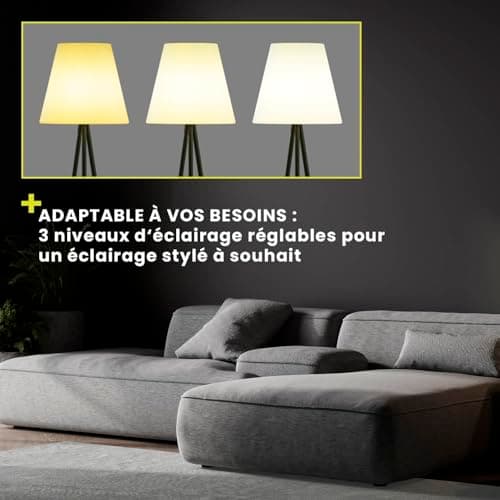 Hoberg Solar Lampadaire | Sans fil & Variable | LED blanc chaud | Batterie rechargeable par énergie solaire & USB | Avec télécommande & capteur de lumière | Pour l'intérieur & l'extérieur [IP44]