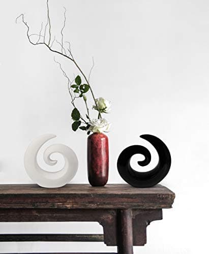 Paire élégante de Sculptures en céramique - décoration Moderne en Noir et Blanc - décoration de 16 cm de Haut chacune