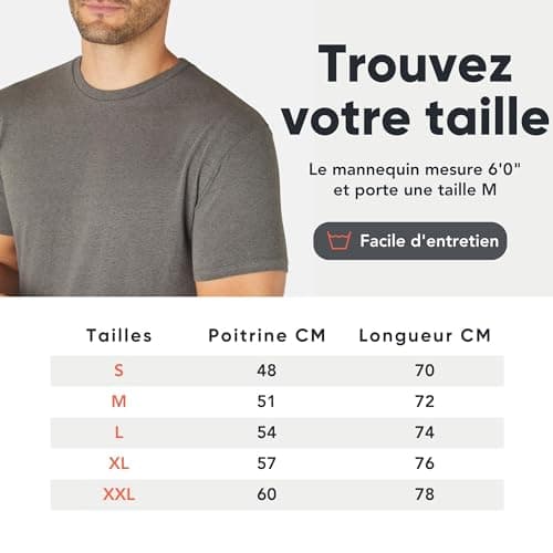 FM London lot de 3/5 t-shirts pour hommes - T-shirts de qualité supérieure avec design légèrement ajusté