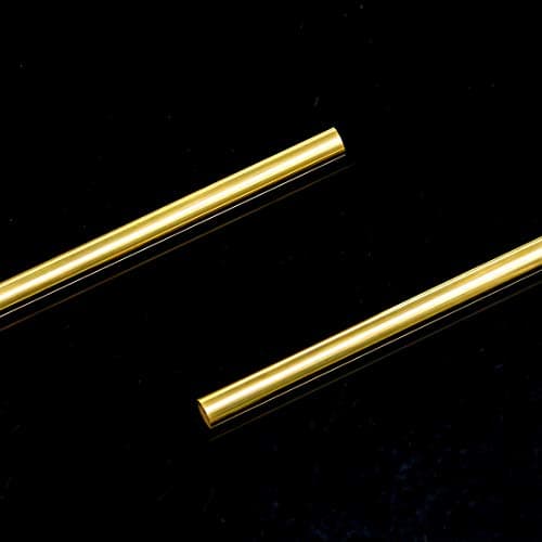 Swpeet Lot de 2 barres rondes en laiton massif de 6,35 mm de diamètre, 35,6 cm de long, parfaites pour divers arbres, essieux miniatures, maquettes d'avions, modèles de bateaux, voitures miniatures