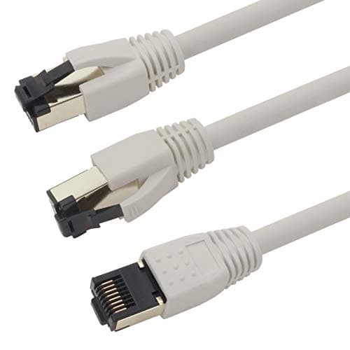 Câble réseau Cat 8 0,25 m Câble CAT8 gris - lot de 10 Câble réseau Cat.8 Lan 2000 MHz 40 Gbit s 40GBase-T Poe+ câble patch Câble Ethernet LSZH - 10 x 0,25 mètre gris