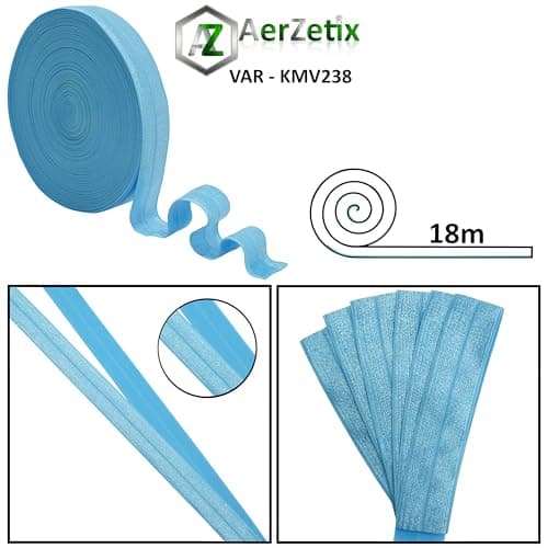 AERZETIX - C70266 - Rouleau d'élastique biais 18 m - largeur 20 mm - couleur bleu clair - en polyester et élasthanne - confection mercerie couture vêtements tissu artisanat